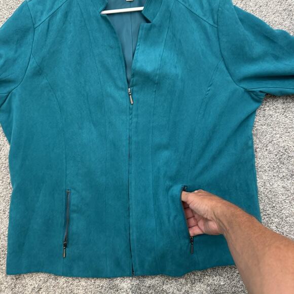 Studio Works Jacket Womens 18 Faux Suede Full Zip Lined Pockets Classic - Picture 7 of 13